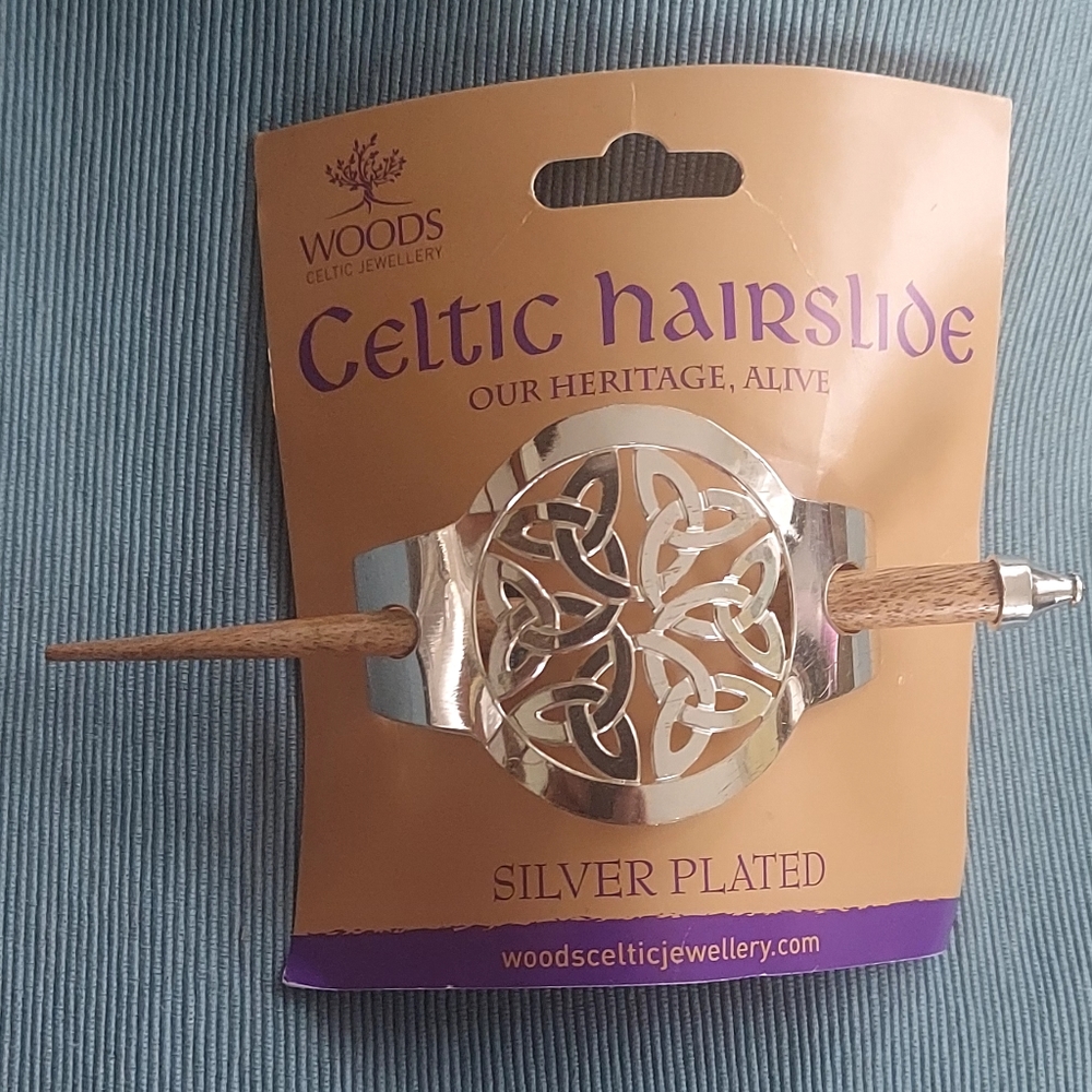 Amethyst Dublin Large 6 Trinity Hairslide.Silver plated. Made in Ireland